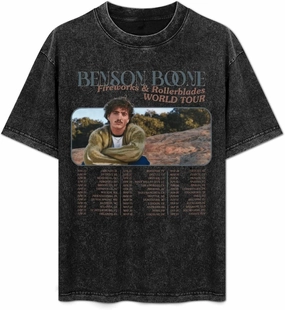 2025 American Heart Tour Men's T Shirt Vintage Washed Round Neck Retro Short Sleeve Shirt for Mens