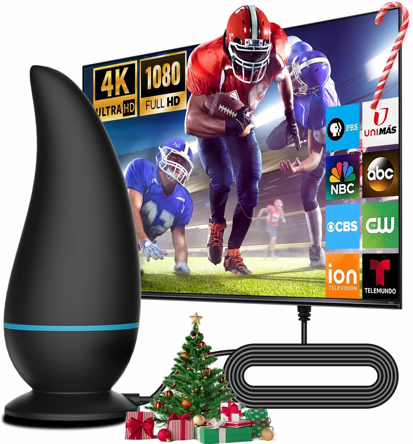 2025 TV Antenna, Indoor Outdoor Digital HD Antenna - 750  Miles Long Range, Supports 8K 4K 1080P, Amplified HD Antenna for Smart TV, Free Local Channels, 32FT Coax Cable, Easy Setup