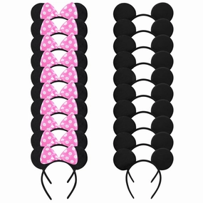 20 Pack Mouse Ears Solid Bow ears Headband for Birthday Party Supplies and Mouse Themed costume Cosplay Decoration Pink