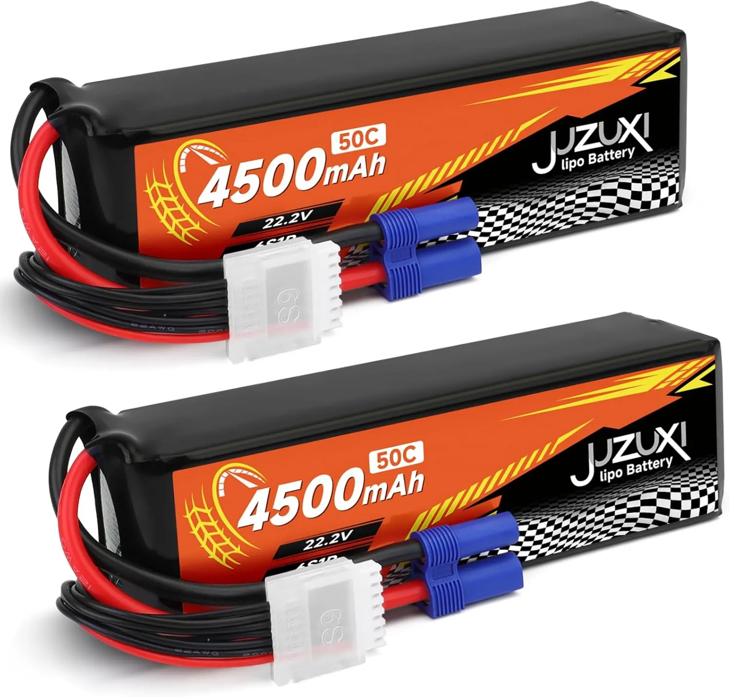 22.2V Lipo Battery 4500mAh 6S 50C Rechargeable Lithium Polymer Battery with XH & EC5 Connector Compatible with RC Car RC Boat Quadcopter Helicopter Airplane RC Models (2 Packs)