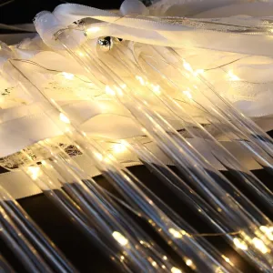 24 PCS Light up Wands for Wedding, Wedding Wands Ribbon with 3 Colorful Flashing Modes, LED Silk Fairy Wands Wedding Sparklers with Bells for Wedding, New Year, Concert, Festival Decorations (White)