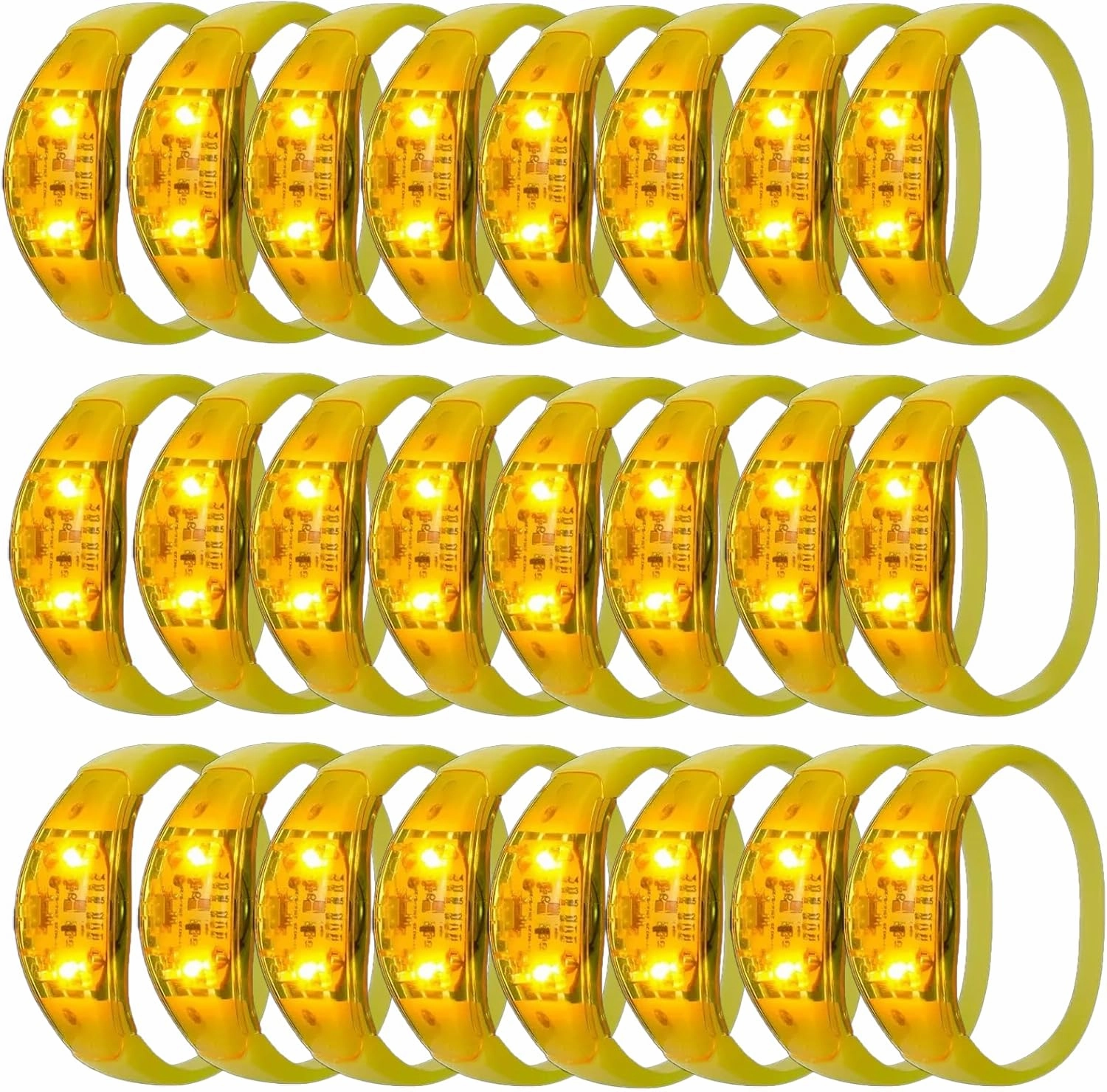 24 Pcs LED Glow Bracelets Sound Activated Led Flashing Bracelet Music Control Light Up Bracelets,Glow in The Dark Party Supplies For Birthday Carnival Concerts Night Events Christmas Gift (yellow)