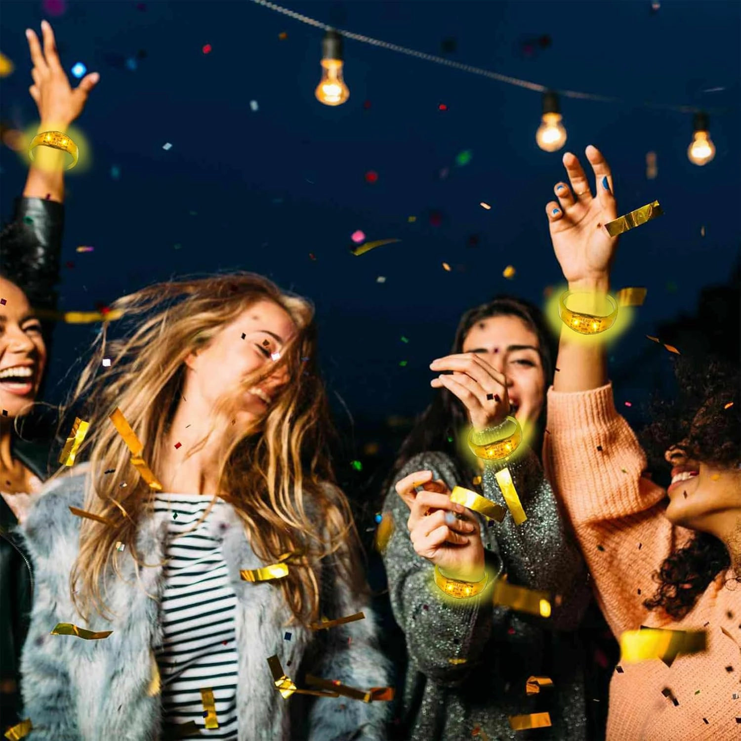 24 Pcs LED Glow Bracelets Sound Activated Led Flashing Bracelet Music Control Light Up Bracelets,Glow in The Dark Party Supplies For Birthday Carnival Concerts Night Events Christmas Gift (yellow)