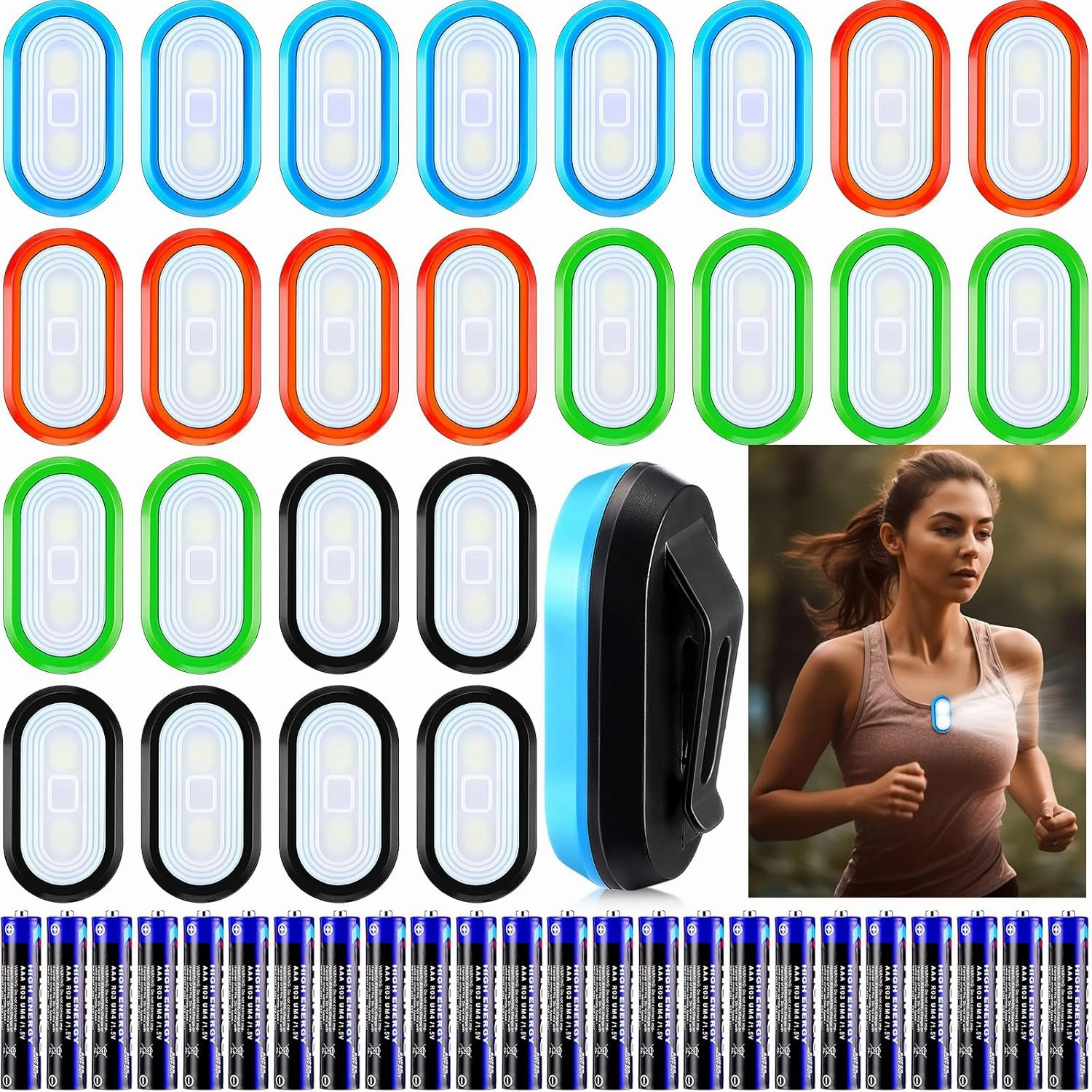 24 Pcs LED Safety Light Clip on Flashing Strobe Lights High Visibility Hands Free Running Lights for Runners, Dogs, Bike, Walking, Bicycle Helmet Hats Reflective Gear