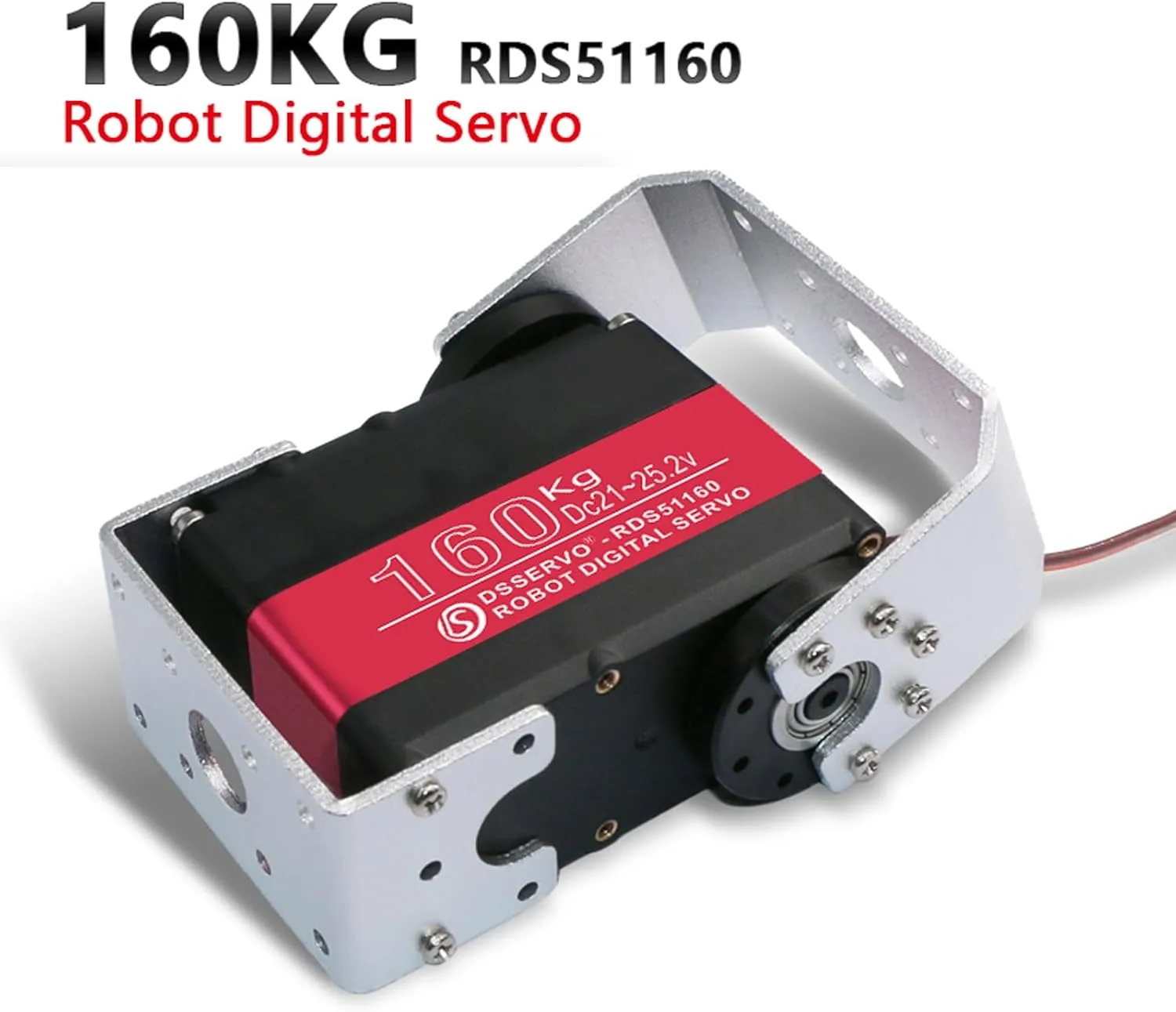 24V 160kg Robot Servo Motor Double-Shaft with U Mount Bracket Full Metal Gear Large High Torque Steering Digital Servos for RC Plane Quadcopter Helicopter Robotic Arm DIY