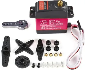 25KG High Torque Metal Gear Digital Servo with 25T Servo Horn Screw Kit for 1/8 1/10 1/12 RC Car RC Boat Robot Plane Helicopter, Control Angle 270 Degree
