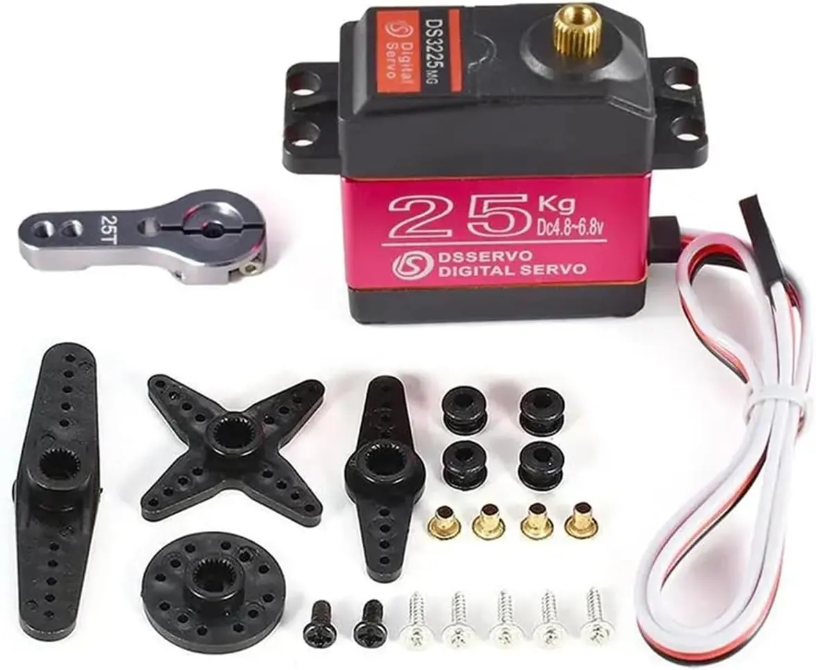 25KG High Torque Metal Gear Digital Servo with 25T Servo Horn Screw Kit for 1/8 1/10 1/12 RC Car RC Boat Robot Plane Helicopter, Control Angle 270 Degree