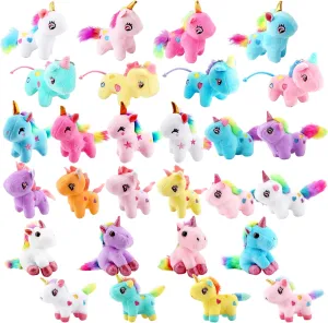 28 Pcs Mini Unicorn Stuffed Animal Unicorn Party Favors 4.8" Inch Stuffed Keychain for Kids Birthday Party Wedding Gift Goodie Bag Stuffer