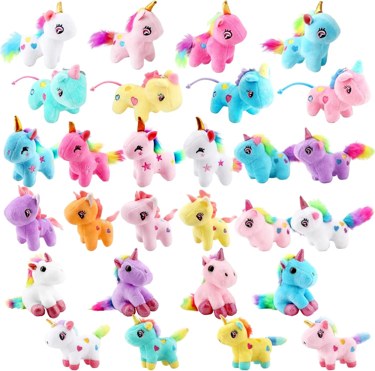28 Pcs Mini Unicorn Stuffed Animal Unicorn Party Favors 4.8" Inch Stuffed Keychain for Kids Birthday Party Wedding Gift Goodie Bag Stuffer
