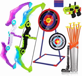 2 Pack Bow and Arrow for Kids 8-12, Kids Bow and Arrow Set with 10 Suction Cup Arrows, 2 Archery Target & 1 Quiver, Archery Set for Kids Girls Boys Birthday Toys