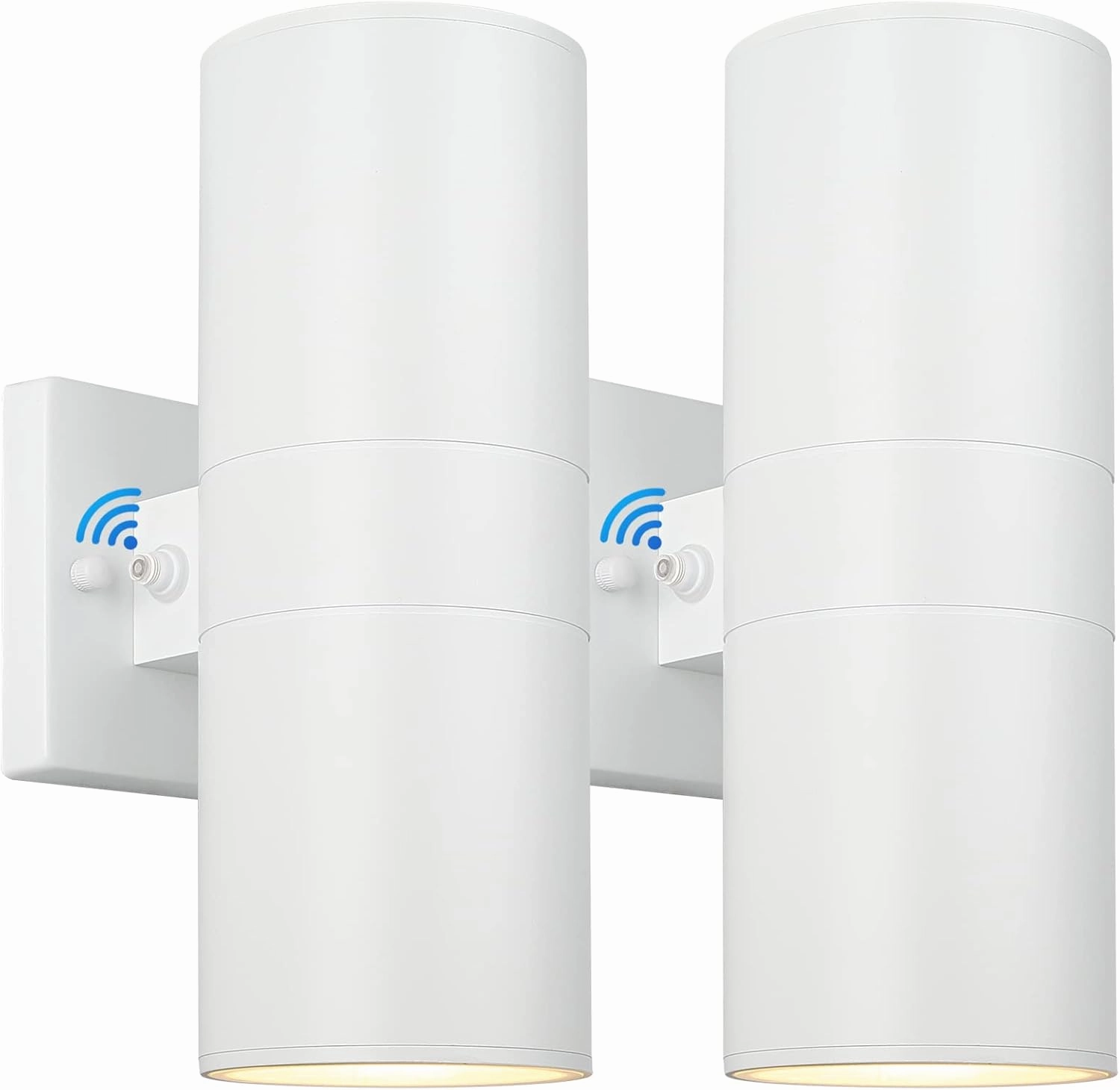 2-Pack White Outdoor Wall Sconces Dusk to Dawn, Up Down Modern Exterior Light Fixtures for House, Outside Wall Lights for Porch Garage Patio Front Door Hallway, Weather-Proof Aluminum Finish