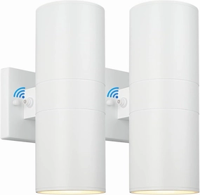 2-Pack White Outdoor Wall Sconces Dusk to Dawn, Up Down Modern Exterior Light Fixtures for House, Outside Wall Lights for Porch Garage Patio Front Door Hallway, Weather-Proof Aluminum Finish