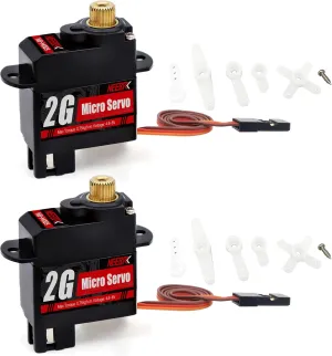 2G Micro Servo Motor Digital Servo Metal Gear Coreless Mini RC Servo for Fixed-Wing Helicopter Airplane Drone RC Car Model Boat Robot (2PCS)
