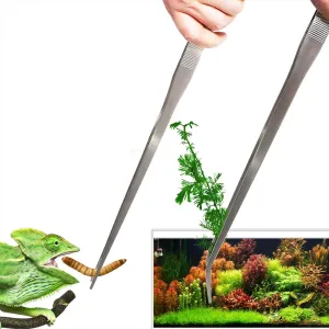 2Pcs 18.9 inch Extra Long Tweezers for Salt & Fresh Water, Heavy Duty Reptile Feeding Tongs for Aquarium & Terrarium, Large Metal Snake Feeding Tongs, SUS 304 Stainless Steel Tweezers