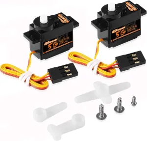 2PCS 5G Mini Digital Servo, Plastic Gear Micro RC Servos Motor Kit for 1/28 RC Car Model Boat Fixed-Wing Helicopter Airplane Robot Toy (2PCS)