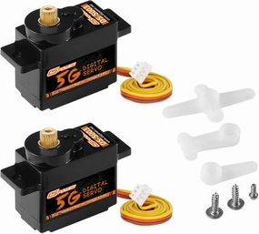 2PCS 5g Micro Digital Servo, Mini Servo, Metal Gears, Coreless Motor Servos for 1/28 RC Car Airplane Fixed-Wing Robot Helicopter Planes Part (JST1.25)