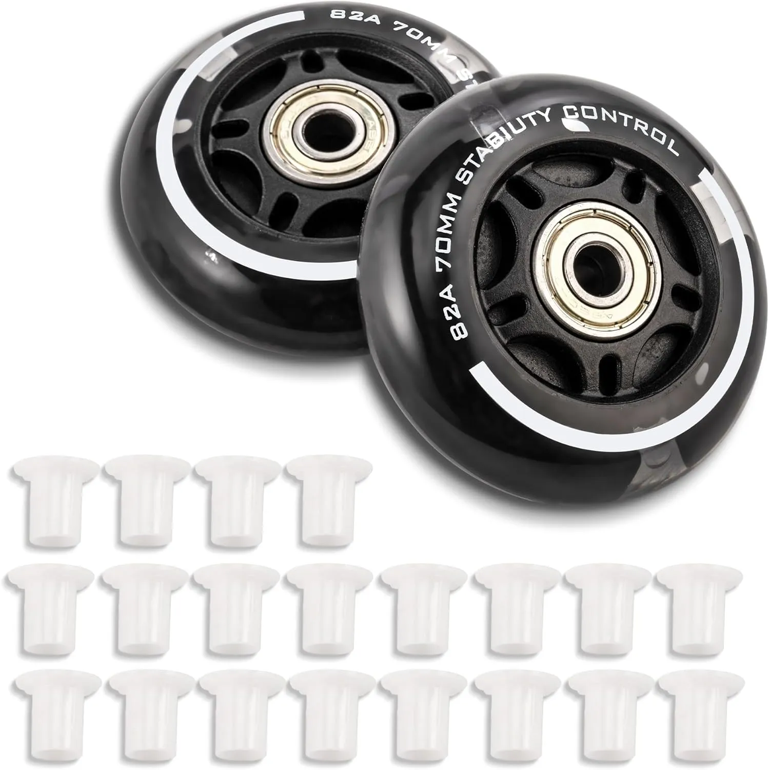 2PM SPORTS 4 Pack 76mm, 82A Inline Skate Wheels with ABEC-7 Bearing, Indoor/Outdoor Inline Skates Wheels