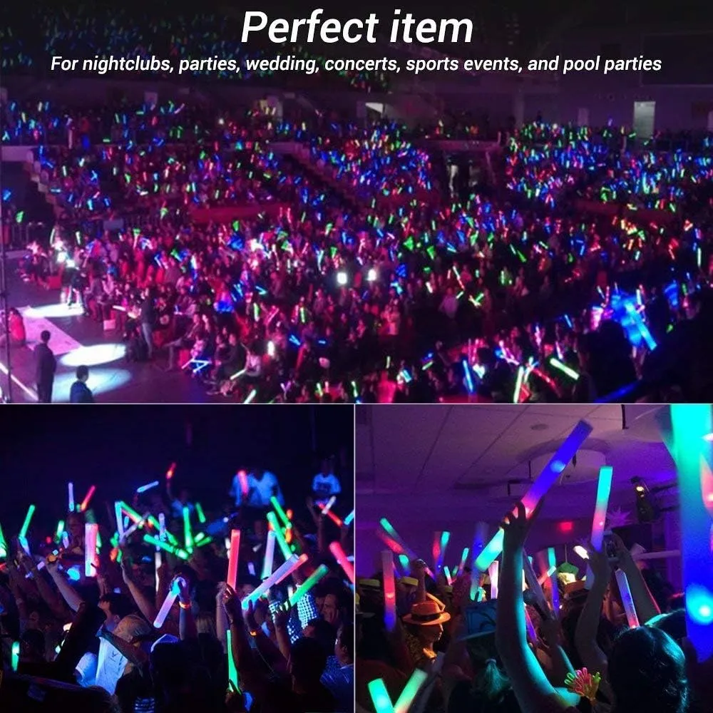 30 Pieces Led Foam Sticks - Flashing Glow Sticks Party Supplies Light Up Baton Wands for Kids, Raves, Birthday, Wedding, Christmas, Halloween, Children Toy