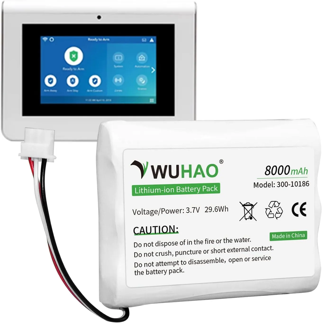 300-10186 battery for ADT Panel Battery Replacement Upgraded 8000mAh for ADT Command Smart Security Panel ADT5AIO-1 ADT5AIO-2 ADT5AIO-3 ADT7AIO-1 2X16 AIO ADT2X16AIO-1 ADT2X16AIO-2 Battery 3.7V 29.6Wh