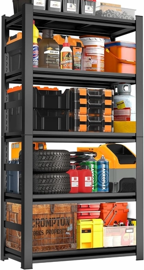 32" W x 16" D x 63" H Garage Shelving - 5 Tier Adjustable Storage Shelves, Heavy Duty Metal Storage Utility Rack Shelf Unit for Warehouse Pantry Closet Kitchen, Black