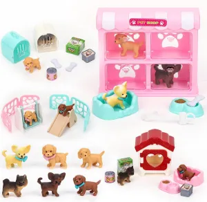 32Pcs Dog Toys for Kids Pretend Play Dog Figures Playset Toddlers Toy Interactive Puppy Role Play Set Realistic Dogs Care Center Birthday Gifts for 3 4 5 6  Year Old Girls and Boys