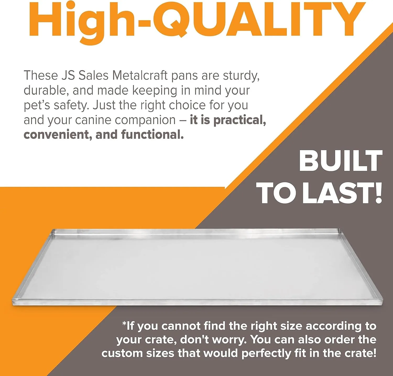 35.5" x 23.25" Metal Replacement Dog Crate Pan Chew Proof Crack Proof Pet Kennel Tray Central Dog Training Crate Pan Pet Supplies, Galvanized, 1" H
