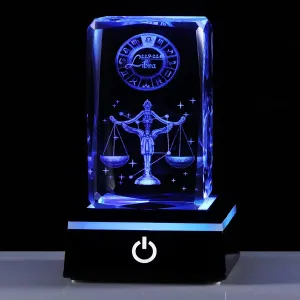 3D Crystals Libra Zodiac Astrology Gifts For Women Men, Libra Glass Figurine Decor Constellation Stuff September October Birthday Gifts For Girlfriend Woman Wife Keepsake Sign Symbolic: Balance