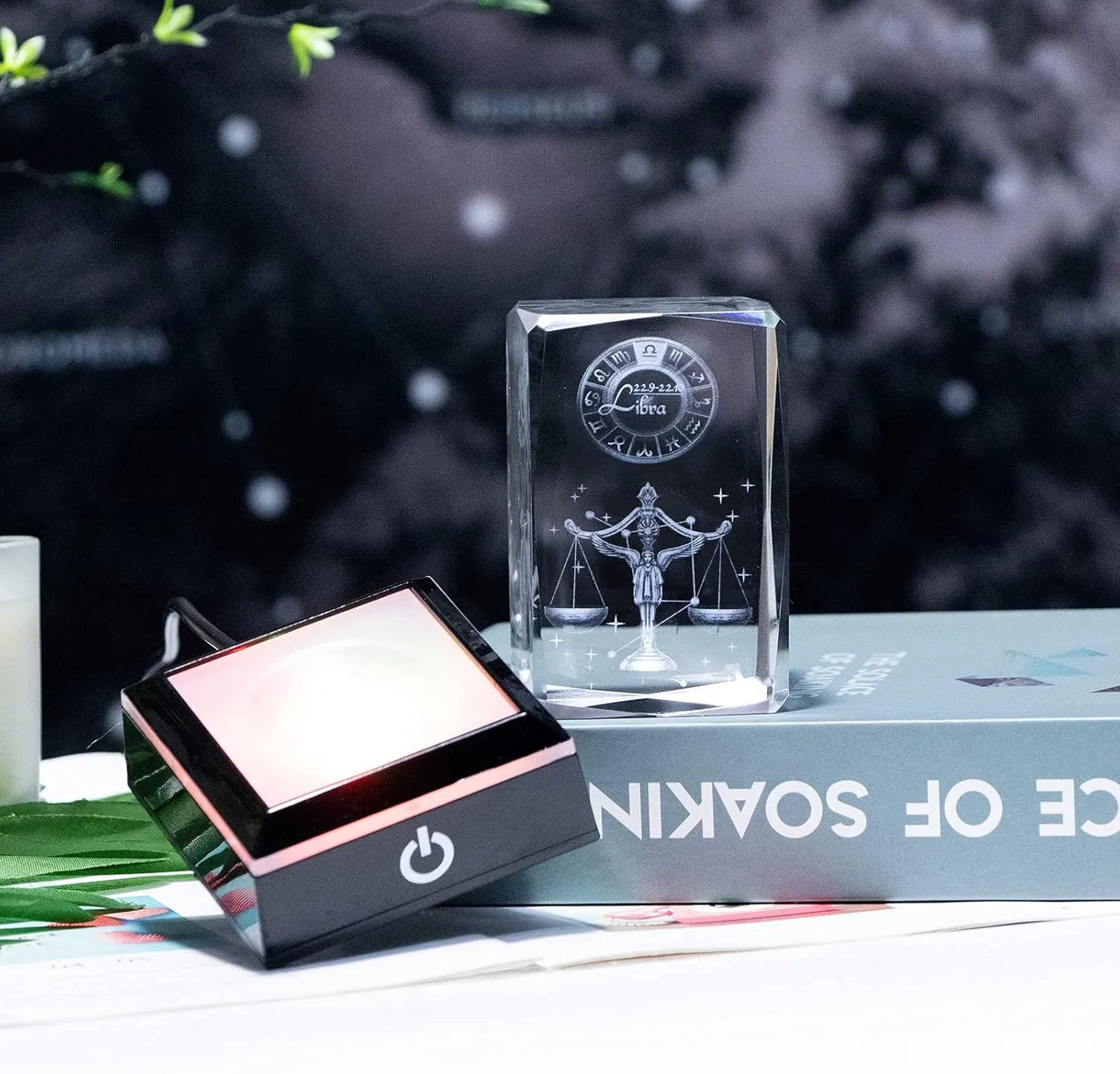 3D Crystals Libra Zodiac Astrology Gifts For Women Men, Libra Glass Figurine Decor Constellation Stuff September October Birthday Gifts For Girlfriend Woman Wife Keepsake Sign Symbolic: Balance