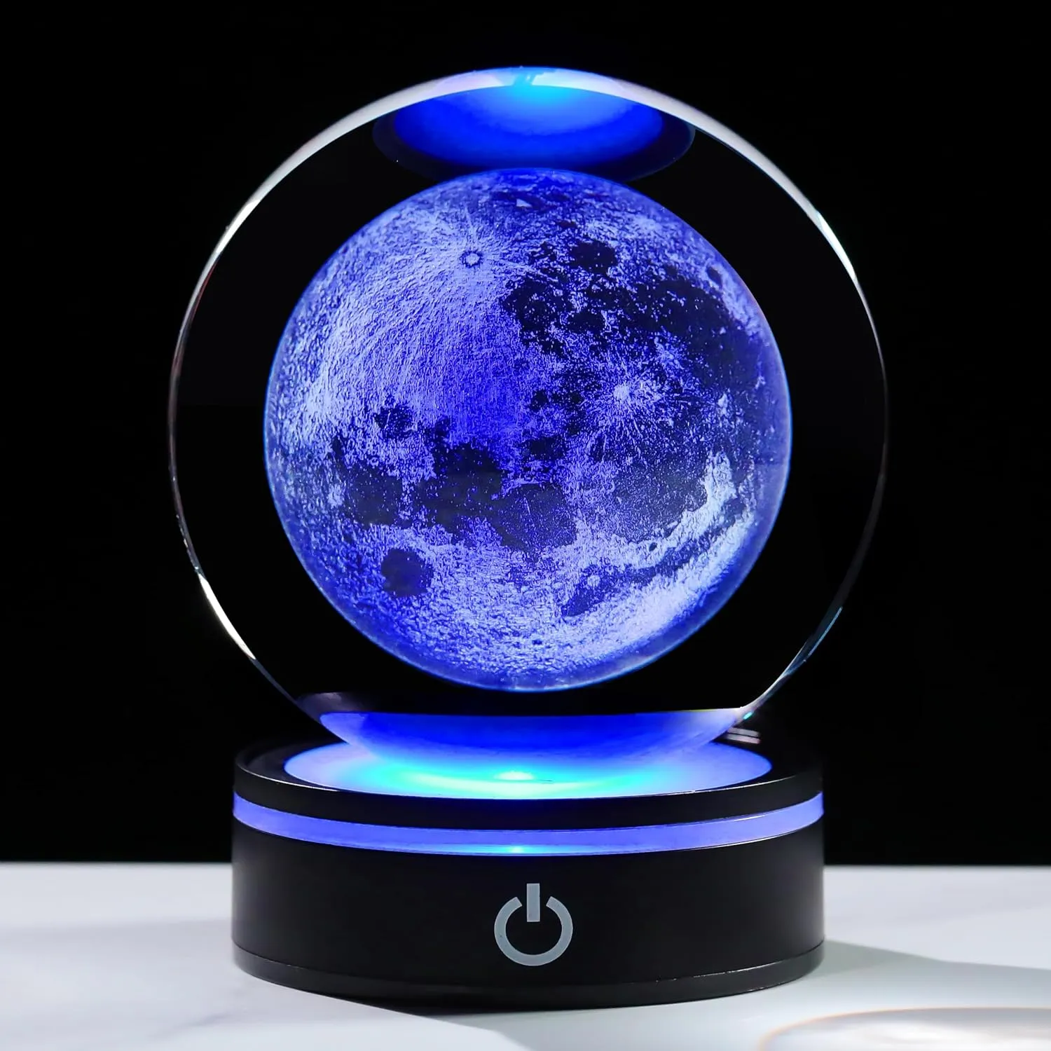 3D Moon Crystal Ball 100mm 3.9inch - Solar System Outer Space Astronomy Gifts Room Decor Crystal Sphere Unique Gifts for Men Him Best Birthday Dad Physics Science Teacher Night Light Planet Lamp