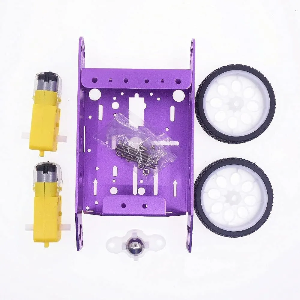 3D Printer Parts & Accessories - 12WD Aluminum Car New Education Toys Robot Intelligent Car Alloy Chassis 2WD Smart Robot Car Chassis Kit DIY - (Color: Purple)