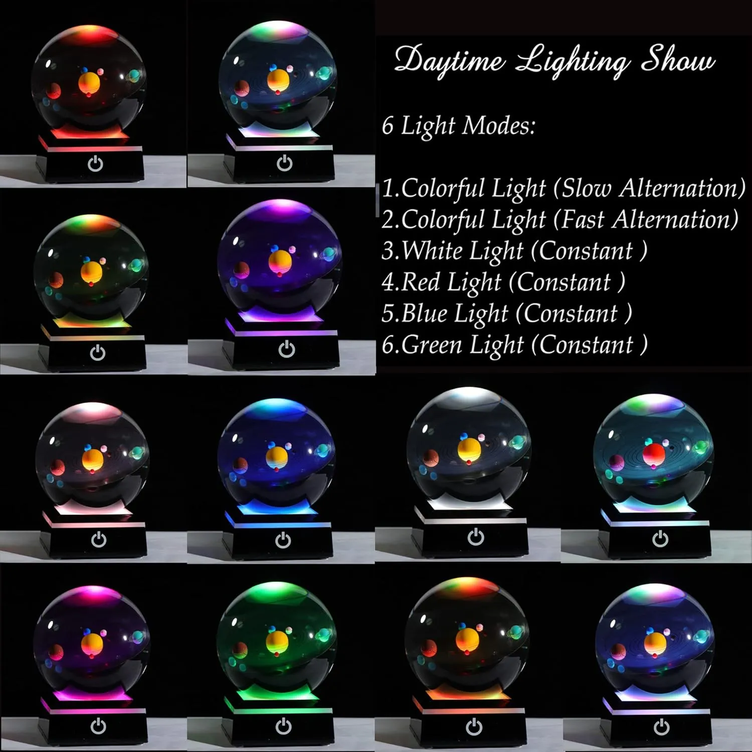 3d Solar System Model Crystal Ball 80mm 3.15inch - Outer Space Astronomy Gifts Room Decor Crystal Sphere Unique Gifts For Men Him Best Birthday Dad Physics Science Teacher Night Light Planet Lamp