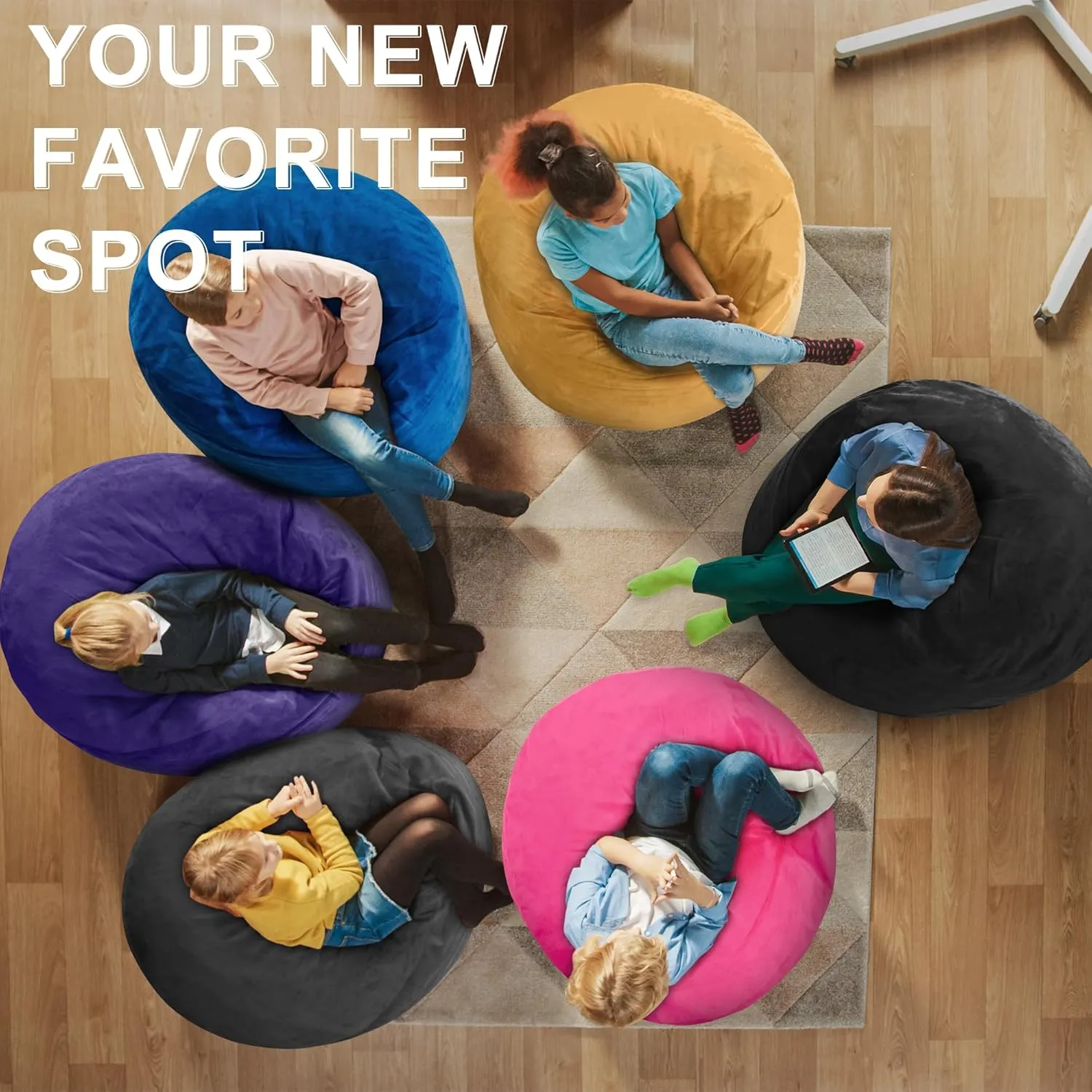 3Ft Bean Bag Chairs, Giant Bean Bag Chair with Memory Foam Filling, Removable and Machine Washable Velvet Cover, Bean Bag Chairs for Adult - Purple (36"×36"×24")