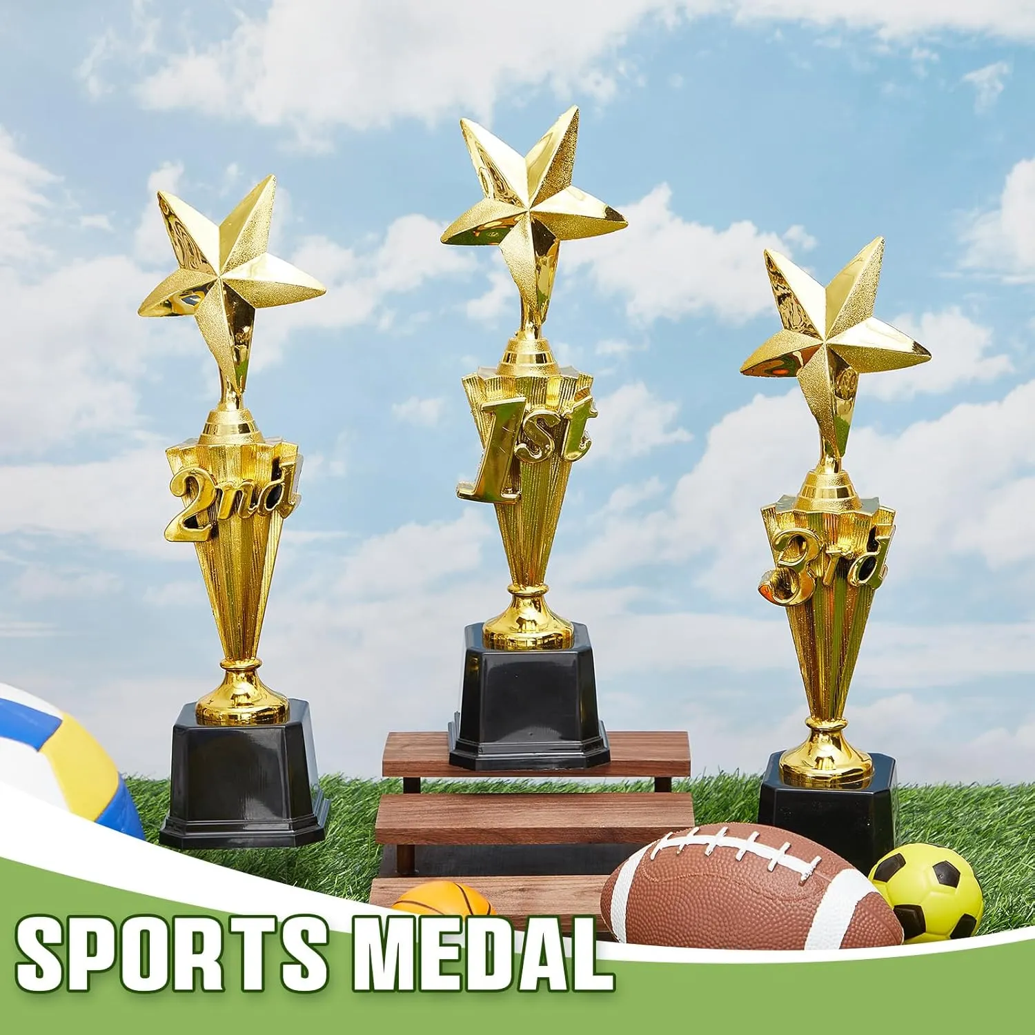 3rd 2nd 1st Place Trophy First Place Plastic Trophy Award for Sports Tournament Funny Prize Cup for Football Soccer Competitions Reward Ceremony