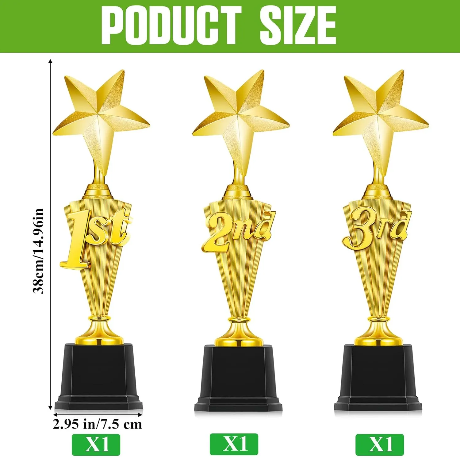 3rd 2nd 1st Place Trophy First Place Plastic Trophy Award for Sports Tournament Funny Prize Cup for Football Soccer Competitions Reward Ceremony