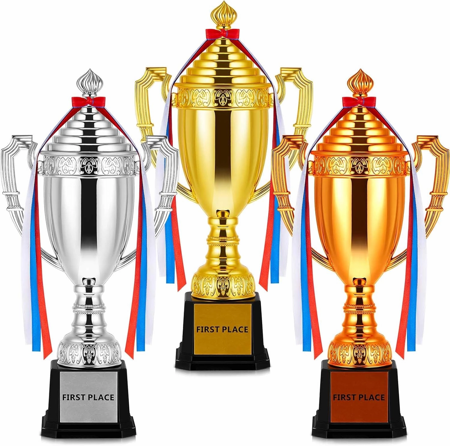 3rd 2nd 1st Place Trophy First Place Trophy Plastic Trophy Award for Sports Tournament Funny Trophy Cup for Football Soccer Competitions Reward Ceremony (Fresh,3 Pcs)