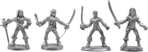 4 Piece Pirates Set - 100% Lead-Free Pewter - Classic Fantasy Miniatures for 28mm Table Top Games - Made in USA - RAL Partha Miniatures