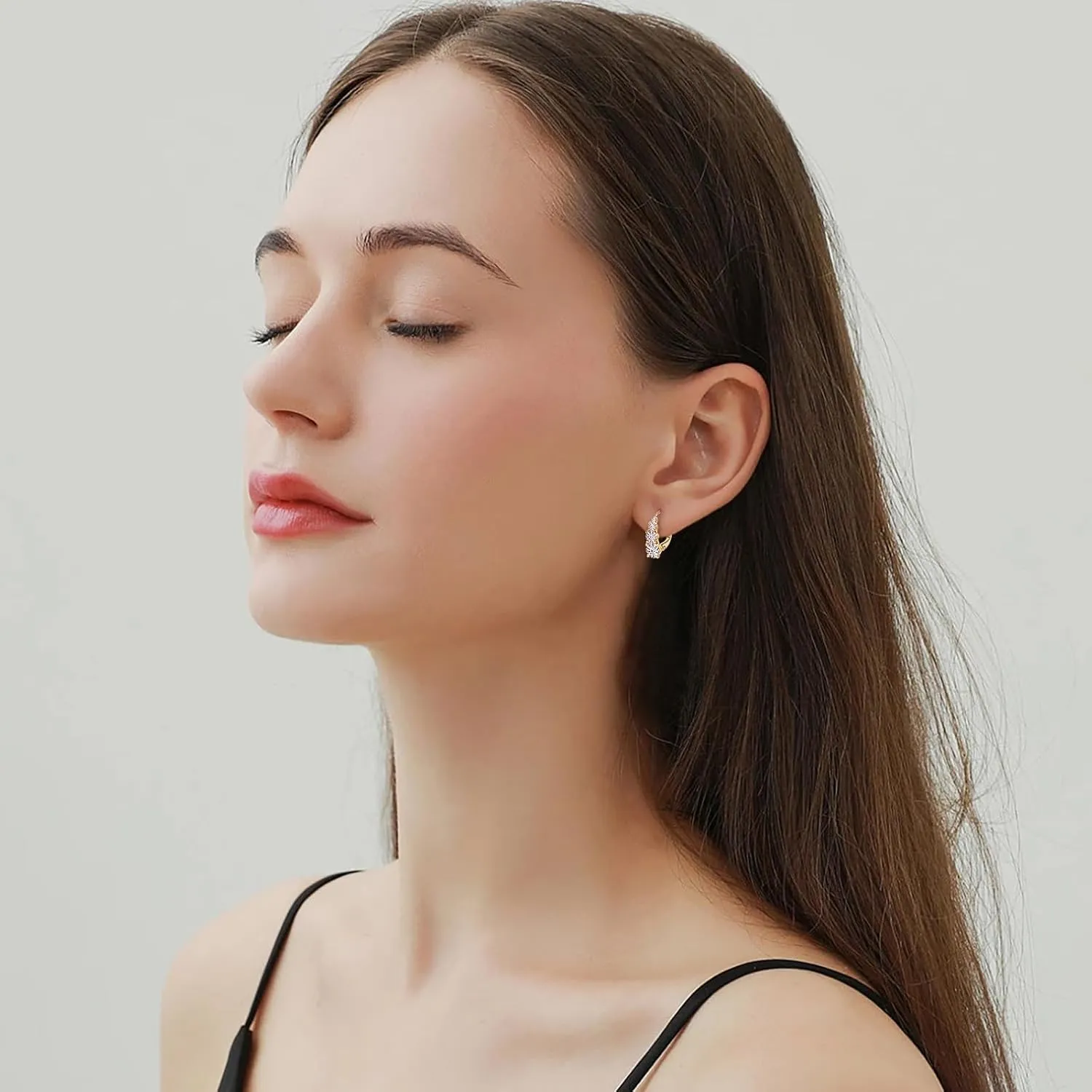 4 Stone Moissanite Hoop Earrings, 925 Sterling Silver Hypoallergenic Leverback Drop Earrings for Women, D Color VVS1 Round Cut Jewelry Gifts