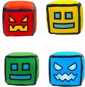 4.7” Geometry Cube Plush Toys Stuffed Plushie Doll Small Pillow Pendant Game Cute Kids Fans Collection Birthday Gift (4 PCS)