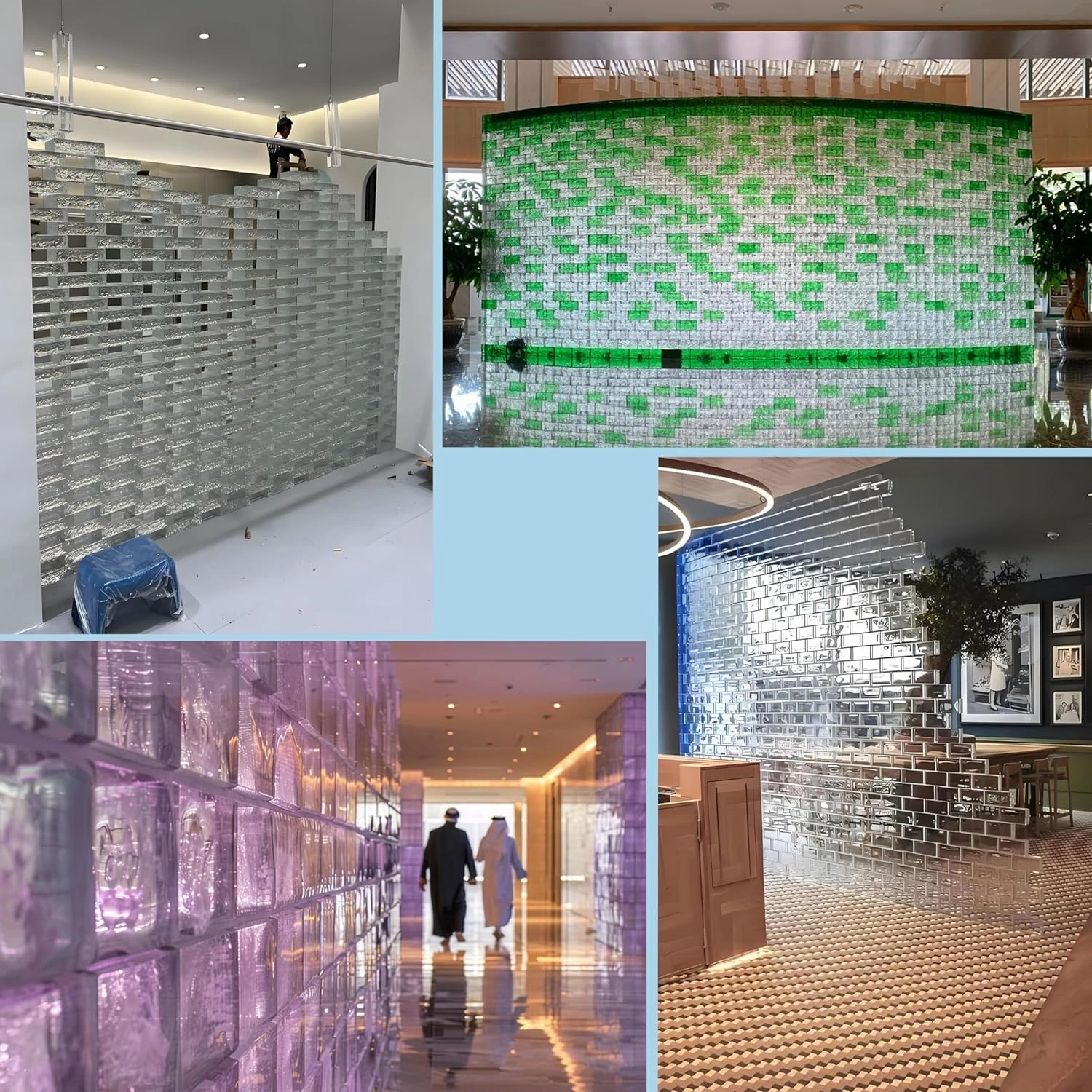 4 Pack-7.9"x3.9"x2" Green Glass Block-ice Crystal Patterned Rectangular Solid Glass Brick - Used in Building Fields Such as Wall partitions, as Well as for DIY Lighting fixtures, DIY Tables etc.