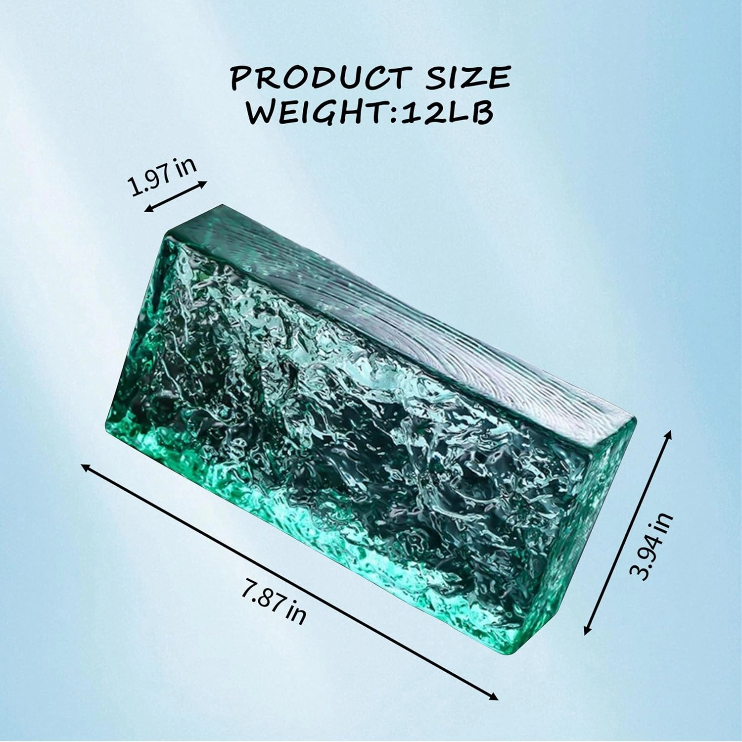 4 Pack-7.9"x3.9"x2" Green Glass Block-ice Crystal Patterned Rectangular Solid Glass Brick - Used in Building Fields Such as Wall partitions, as Well as for DIY Lighting fixtures, DIY Tables etc.
