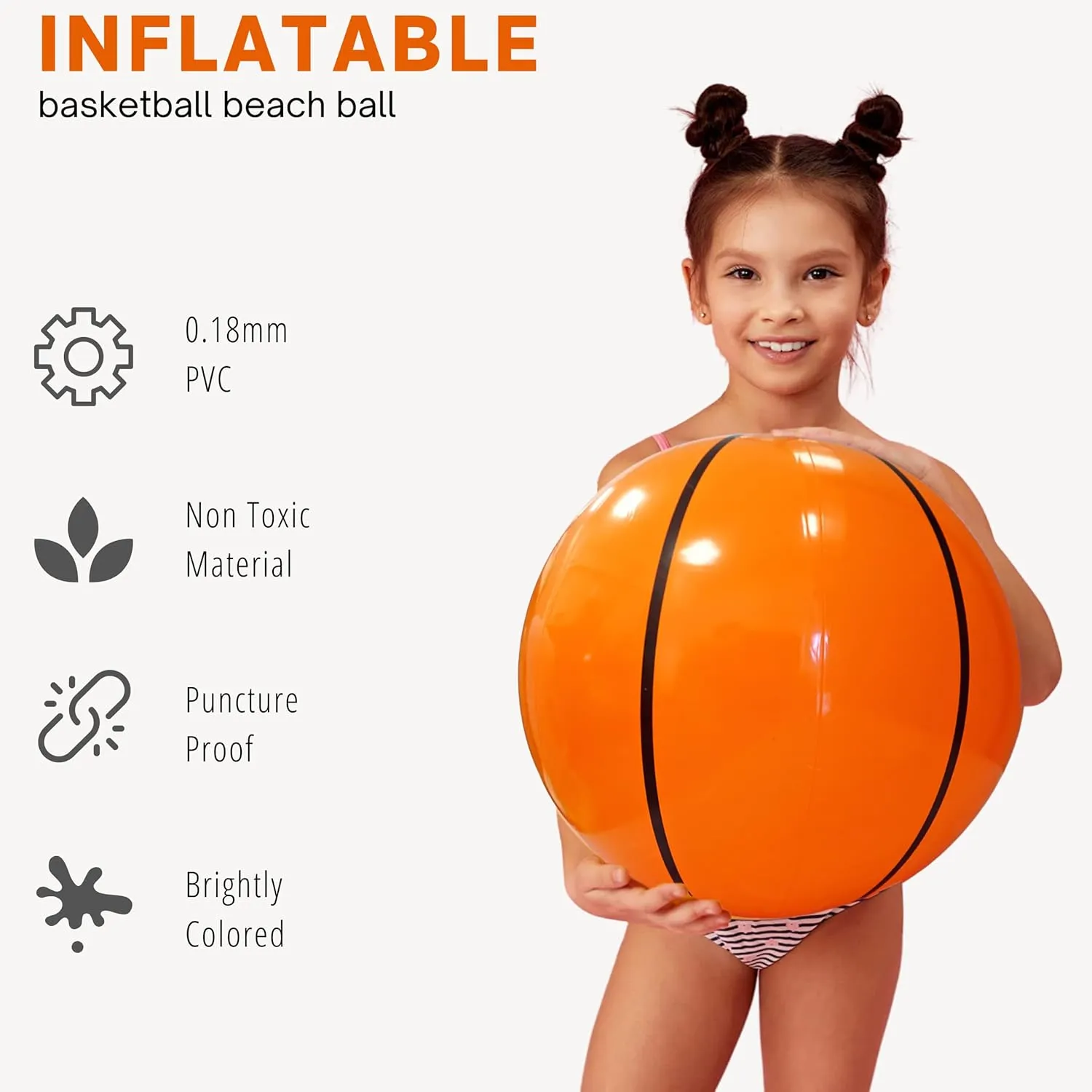 4E's Novelty Inflatable Basketballs (3 or 12 Pack) Large 20" Basketball Beach Ball Bulk for Sports Themed Basketball Party Decorations & Favors, Fun Beach Pool Games & Toys for Kids