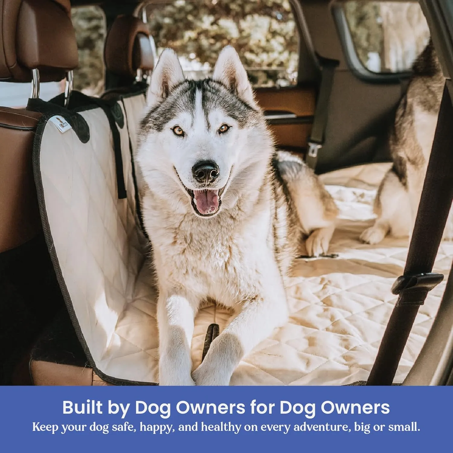 4Knines SUV Cargo Liner, Trunk Protector for Vehicles, Durable Cargo Mat for SUV, Compatible with 60/40 Split Seats & Armrest Pass-Through, Waterproof, Easy to Clean, Non-Slip - Large Size, Tan