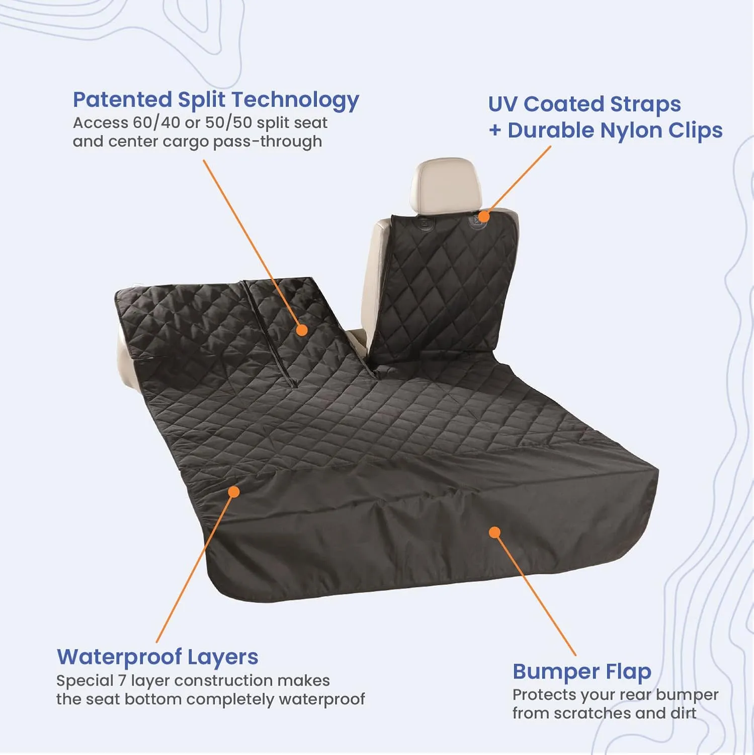 4Knines SUV Cargo Liner, Trunk Protector for Vehicles, Durable Cargo Mat for SUV, Compatible with 60/40 Split Seats & Armrest Pass-Through, Waterproof, Easy to Clean, Non-Slip - Large Size, Tan