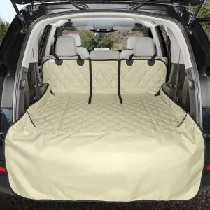 4Knines SUV Cargo Liner, Trunk Protector for Vehicles, Durable Cargo Mat for SUV, Compatible with 60/40 Split Seats & Armrest Pass-Through, Waterproof, Easy to Clean, Non-Slip - Large Size, Tan