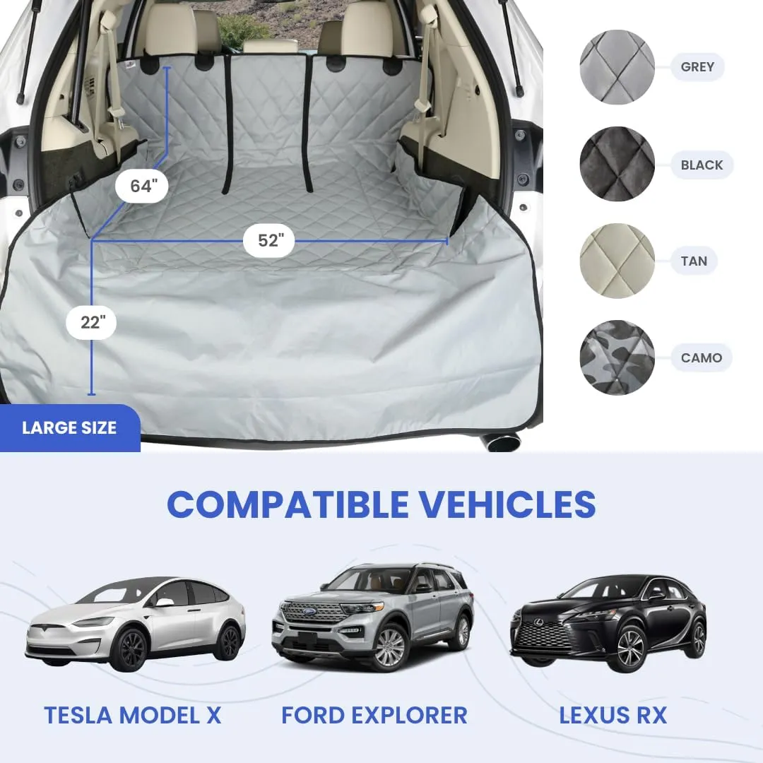 4Knines SUV Cargo Liner, Trunk Protector for Vehicles, Durable Cargo Mat for SUV, Compatible with 60/40 Split Seats & Armrest Pass-Through, Waterproof, Easy to Clean, Non-Slip - Large Size, Tan