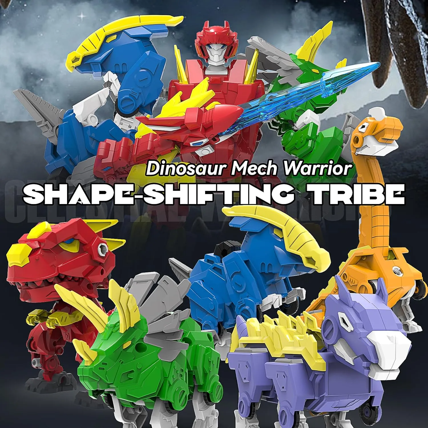 5-in-1 Robot Dinosaur Toys Set: Large Transforming Robot Take Apart Kit with 5 Dinosaur Action Figures - Triceratops Deformation Toys for Kids Ages 4 5 6 7 8 9