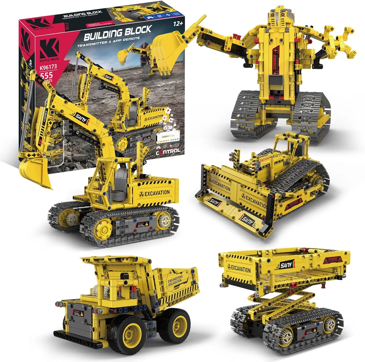 5-in-1 STEM Robot Building Toys with APP Control, 730-Piece Educational Engineering Robot Kit, Science Birthday Gifts for Boys