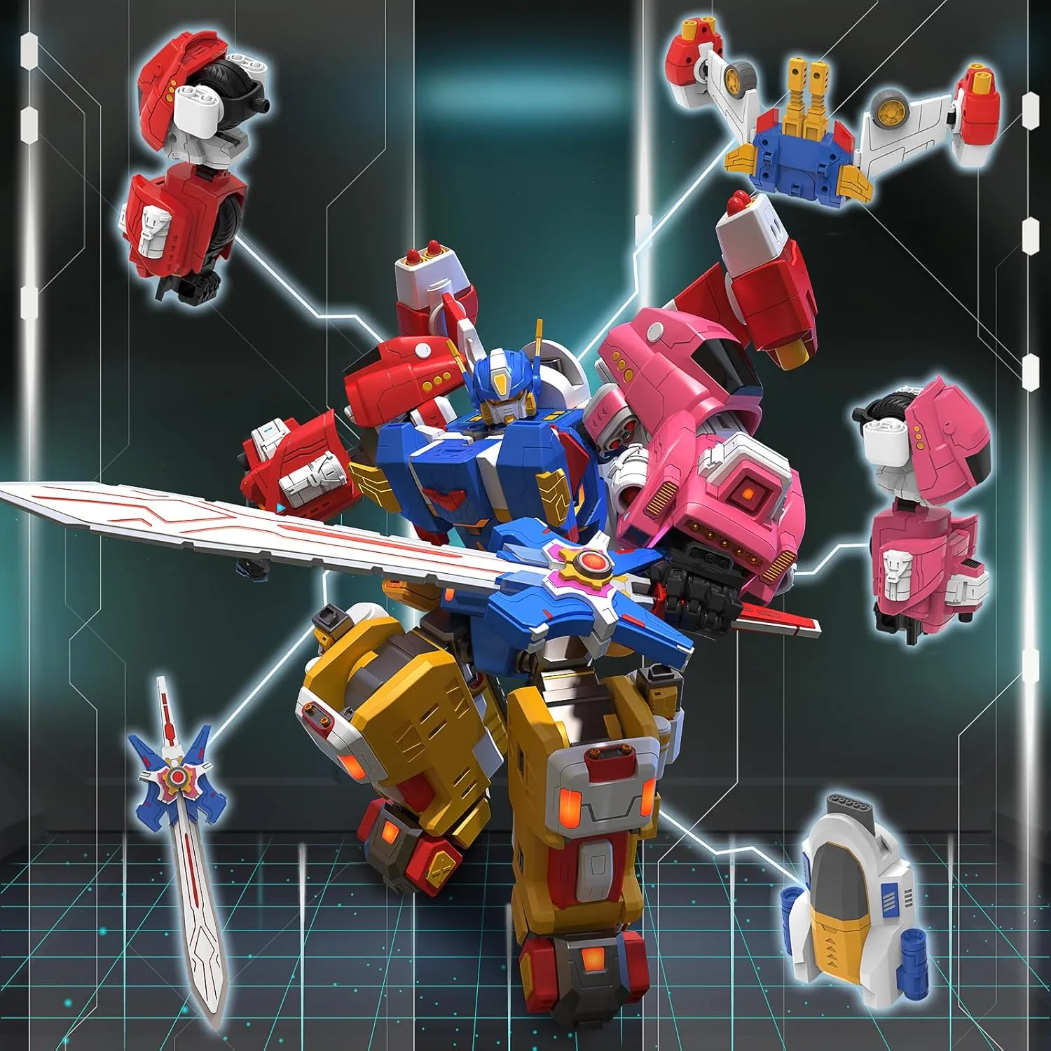 5-in-1 Transforming Vehicles Playset Include Motorcycles, Planes, Go-Karts -STEM Stacking Car Kit, Transforming Robots, Birthday Gift for Toddler Kids 6 Years Old Boys Girls