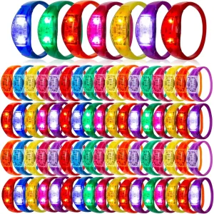 50 PCS Voice Activated Sound Control LED Flashing Bracelet colourful LED Glow Flashing Wristband Toys for Concerts, Sports, Night Events, Game Prizes, Party Favors