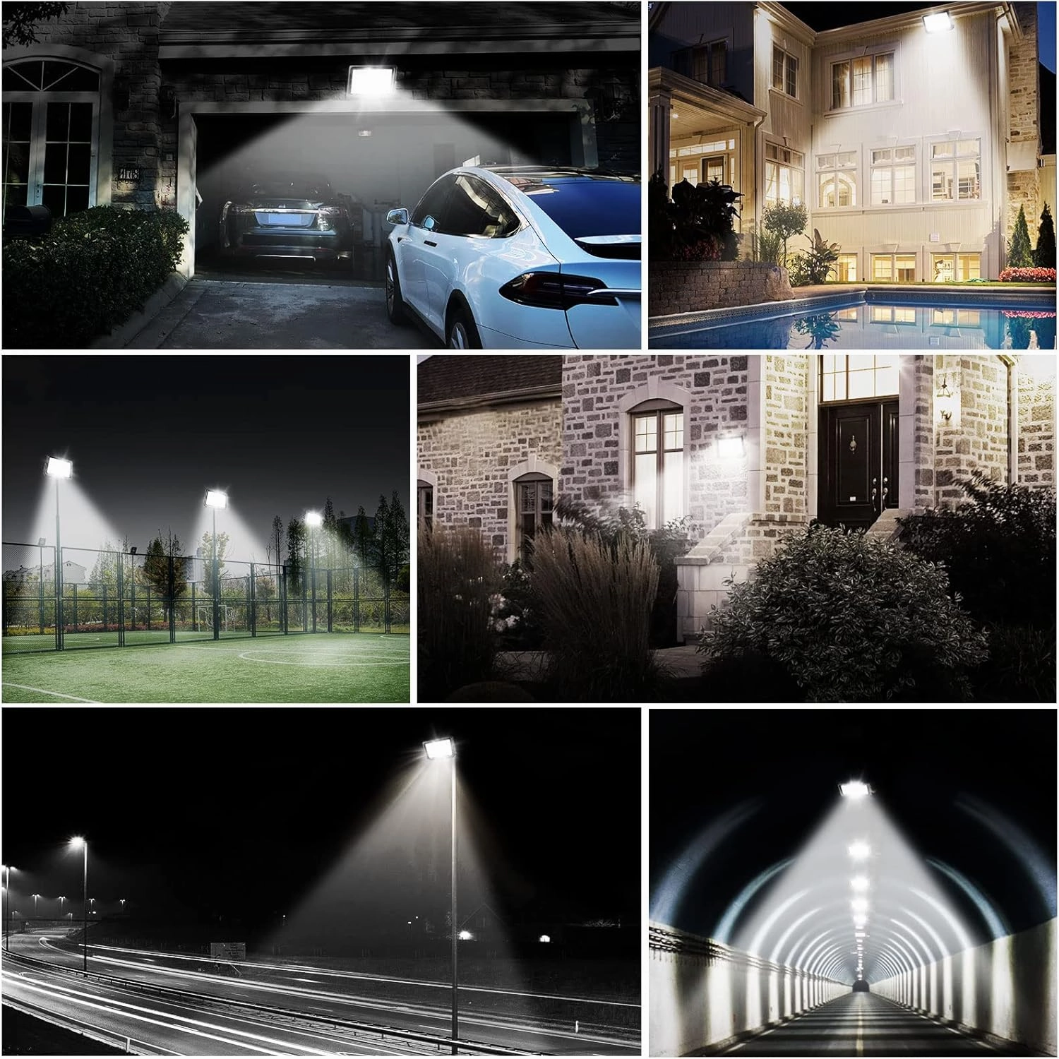 500W LED Outdoor Flood Light,IP65 Waterproof Exterior Flood Light (Without US-Plug),6500K Cold White Lamp Extra Bright for Outdoor Yard,Garden,Patio,playground-2Pack